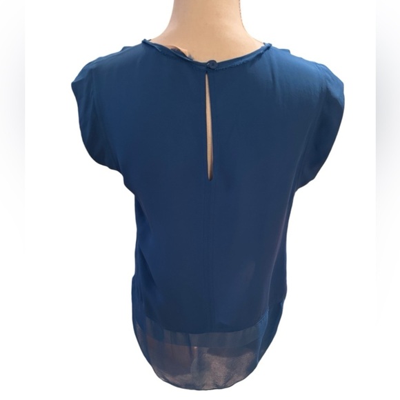 Rebecca Taylor Women's Silk & Chiffon Blouse Keyhole Detail Size Small - Picture 2 of 10